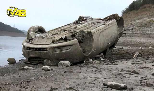 Alibeyköy Barajı&#039;nda su çekilince otomobil ortaya çıktı