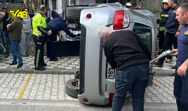 Milas İsmetpaşa Mahallesi&#039;nde kaza: Araç devrildi!