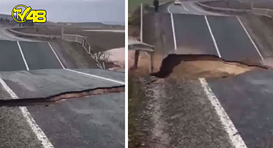 Şanlıurfa'da sel sonrası yol çöktü!