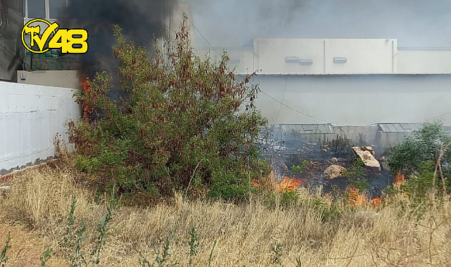 BODRUM KONACIK&#039;TA BİR BAHÇEDEN ALEVLER YÜKSELDİ