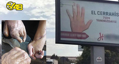 İŞÇİLERİN ELLERİNİ KAYBETTİĞİ FABRİKANIN GİRİŞİNE KONULAN REKLAM PANOSU PES DEDİRTTİ.