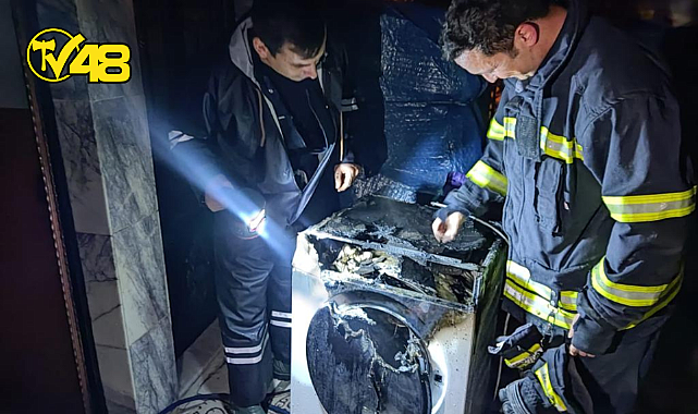 KISA DEVRE YAPAN ÇAMAŞIR MAKİNESİ YANGIN ÇIKARDI