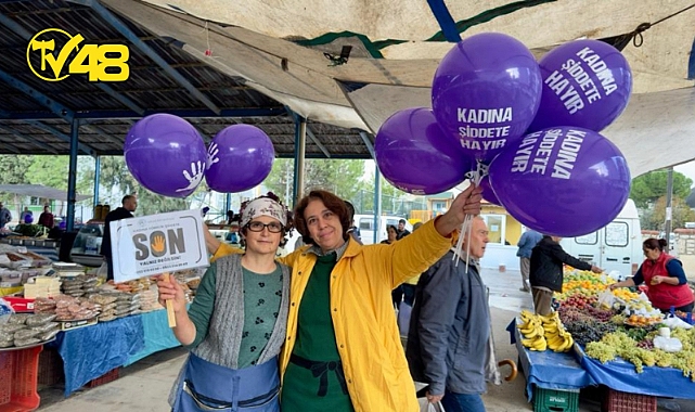 &quot;KADINA ŞİDDETE SON&quot; DİYEREK MOR BALON DAĞITTILAR…