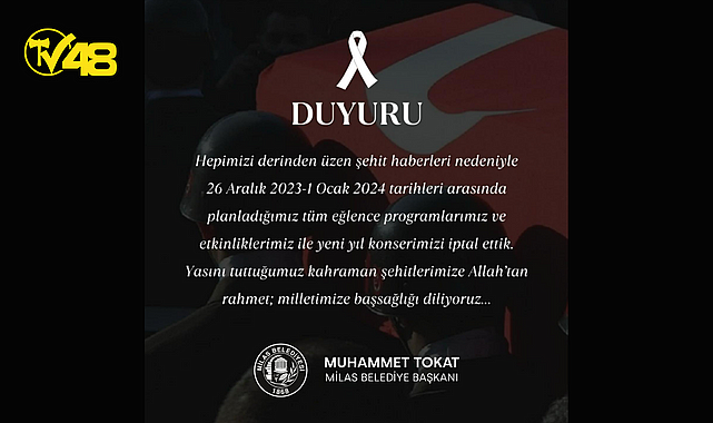 MİLAS&#039;TA YILBAŞI KONSERLERİ VE ETKİNLİKLERİ İPTAL EDİLDİ