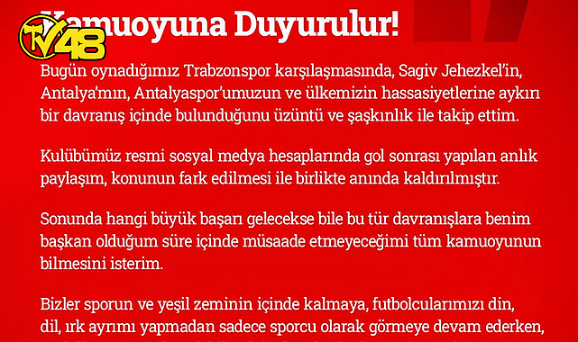 ANTALYASPOR&#039;UN İSRAİLLİ FUTBOLCUSU SAGİV JEHEZKEL GÖZALTINA ALINDI