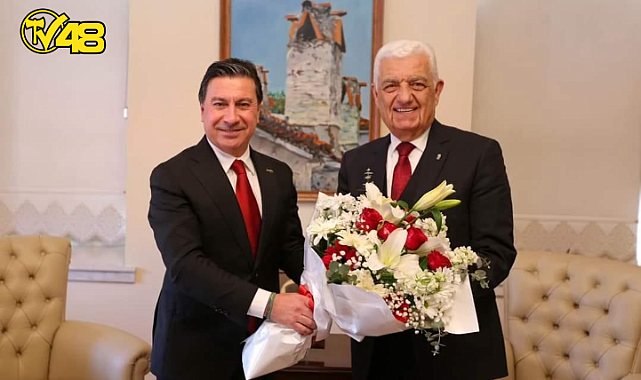 CHP MUĞLA BÜYÜKŞEHİR BELEDİYE BAŞKAN ADAYI AHMET ARAS, BAŞKAN OSMAN GÜRÜN&#039;Ü ZİYARET ETTİ