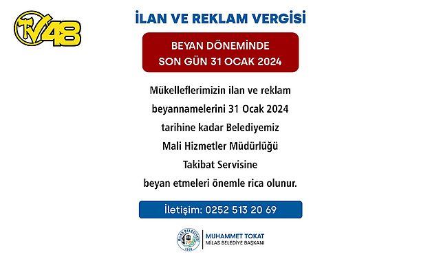 İLAN VE REKLAM VERGİSİ BEYAN DÖNEMİNDE SON GÜN 31 OCAK
