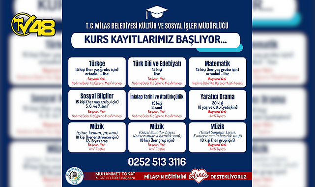 MİLAS BELEDİYESİ&#039;NİN EĞİTİME DESTEK KURSLARINA BAŞVURULAR BAŞLADI