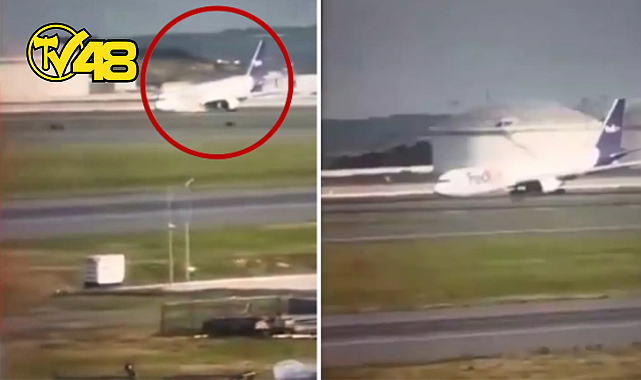 İSTANBUL HAVALİMANI&#039;NDA KORKU DOLU ANLAR: İNİŞ TAKIMI AÇILMAYAN KARGO UÇAĞI GÖVDE ÜZERİ İNİŞ YAPTI