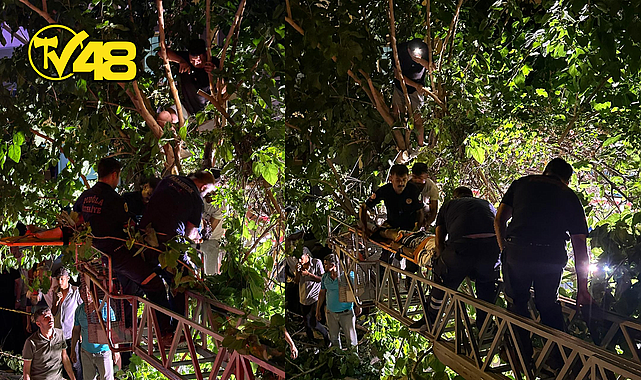 DALAMAN&#039;DA TRAFİK KAZASI: MOTOSİKLET SÜRÜCÜSÜ AĞAÇTA BAŞ AŞAĞI A*ILI KALDI