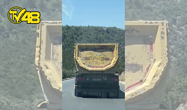 MİLAS - BODRUM KARAYOLUNDA SEYREDEN BRANDASIZ MADEN KAMYONUNDAN ÇIKAN TOZ TEHLİKE SAÇTI
