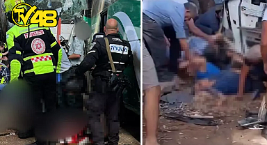 İSRAİL'DE OTOBÜS DURAĞINA KAMYONLA SALDIRI! ONLARCA YARALI VAR