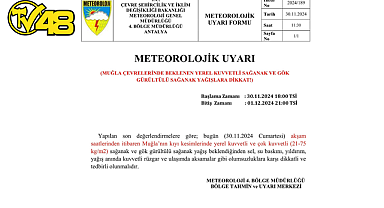 MUĞLA'DA KUVVETLİ YAĞIŞ UYARISI!