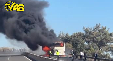 MUĞLA'DA SEYİR HALİNDEKİ ŞEHİRLERARASI YOLCU OTOBÜSÜNDE YANGIN ÇIKTI!