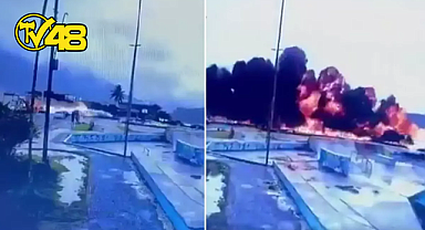 BREZİLYA'DA İNİŞ YAPAN UÇAK, KONTROLDEN ÇIKARAK ŞEHİR MERKEZİNDE PATLADI