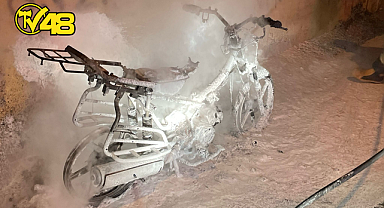 MİLAS'TA PARK HALİNDEKİ MOTOSİKLET ALEV ALDI