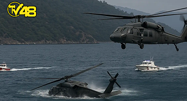 DALAMANDA ASKERİ HELİKOPTER DENİZE DÜŞTÜ