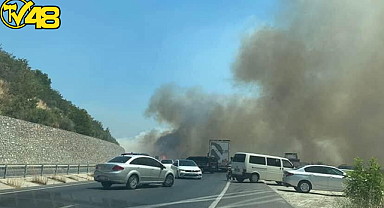 MİLAS-YATAĞAN YOLU STRATONİKEİA YAKINLARINDA YANGIN NEDENİYLE TRAFİĞE KAPATILDI