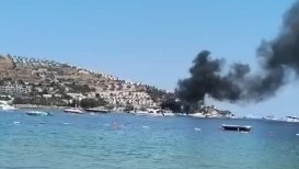 Bodrum Gündoğan’da Tekne Yangını