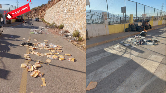 Milas&#039;ta Okul Önünde Çöp Rezaleti