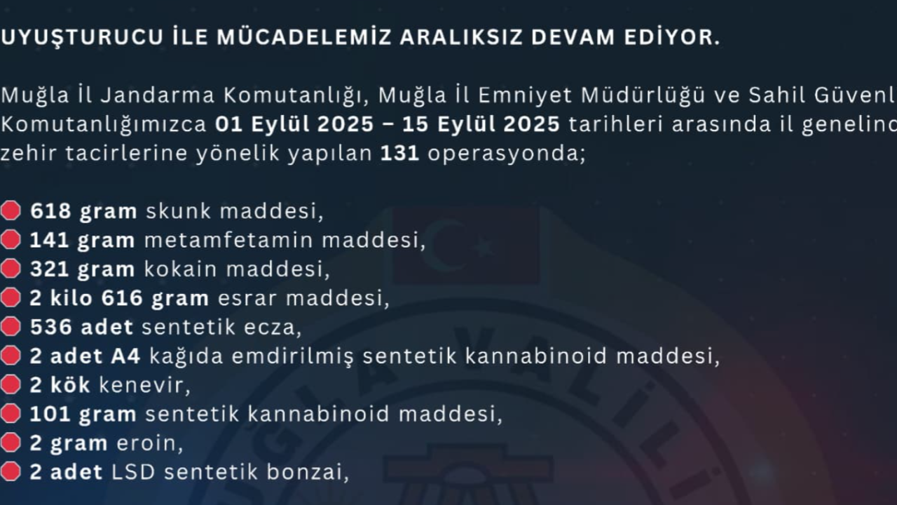 Uyuşturucu ile mücadelemiz aralıksız devam ediyor.