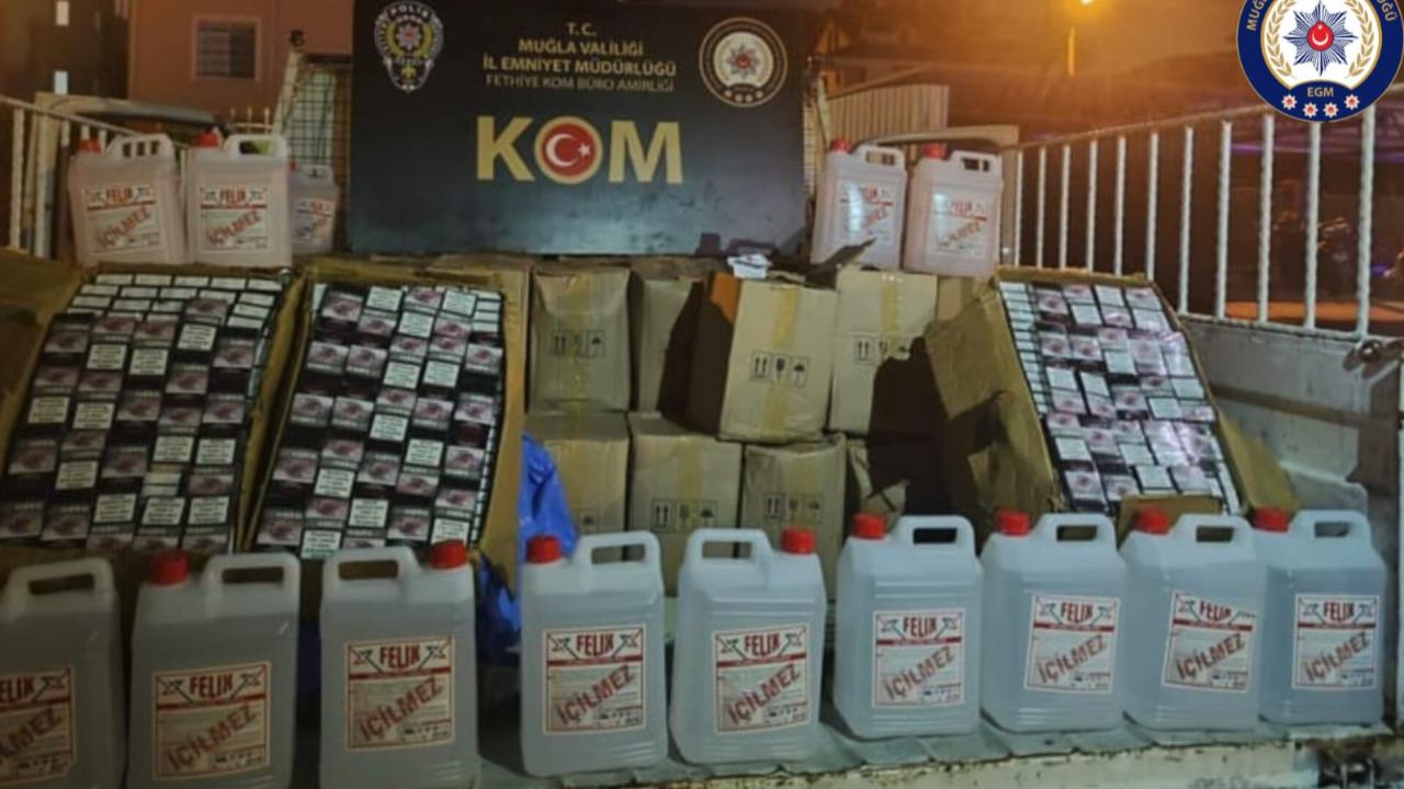 Fethiye’de Kaçak Alkol ve Sigara Operasyonu: 1 Ton Etil Alkol Ele Geçirildi