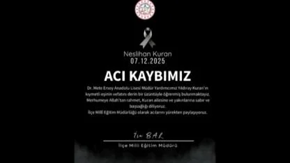 Milas Dr. Mete Ersoy Anadolu Lisesi Müdür Yardımcısının Eşi Hayatını Kaybetti