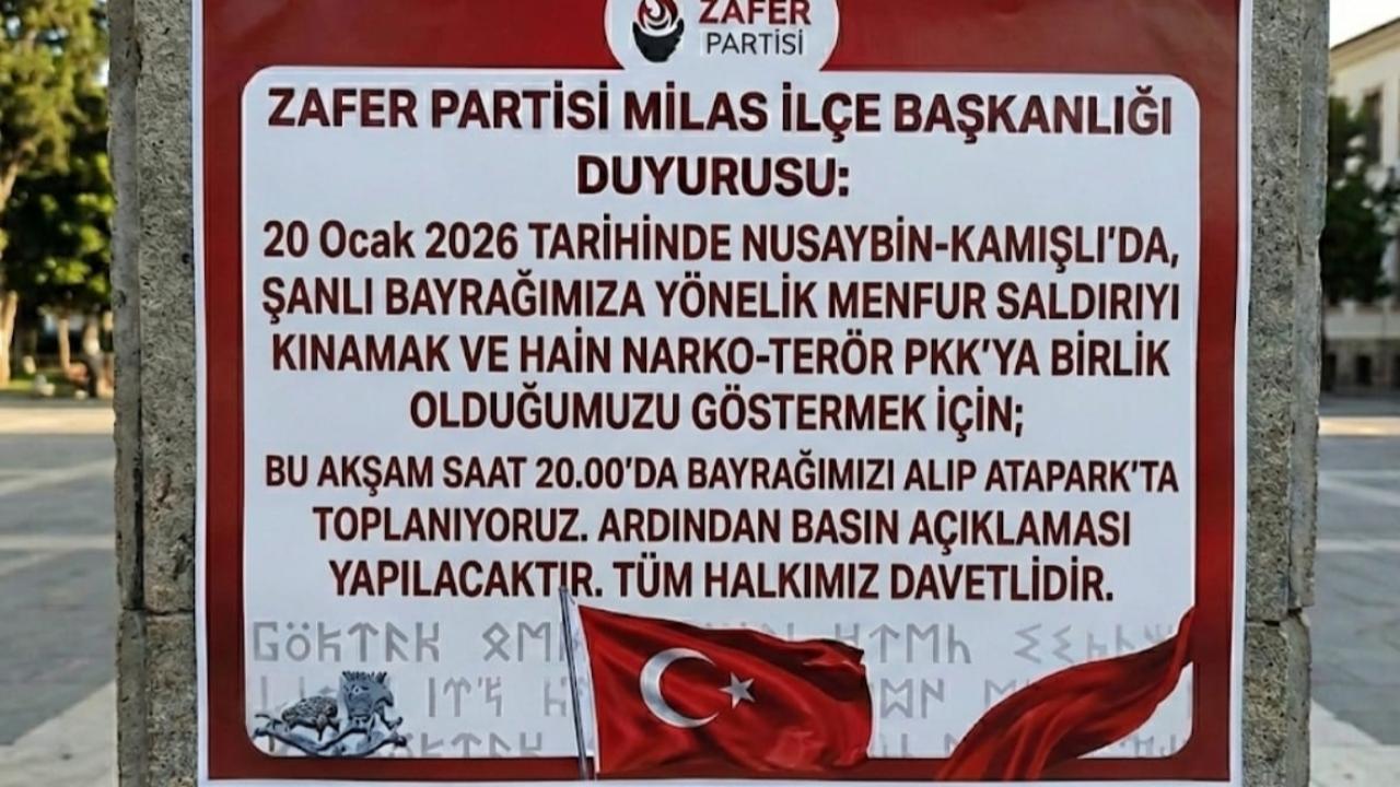 Zafer Partisi Milas’tan Bayrağa Yönelik Saldırıya Tepki: Atapark’ta Basın Açıklaması Yapılacak
