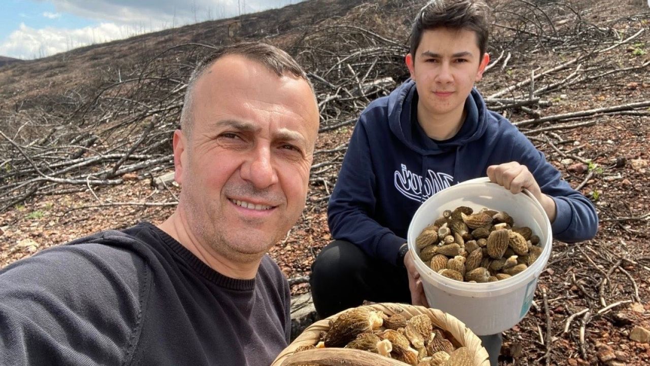 Baba ve oğlunun yüzünü güldüren mantar avı