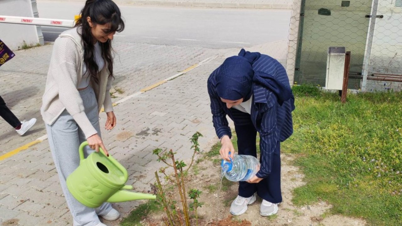 Emet MYO kampüsüne gül fidanı dikimi
