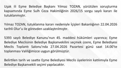 Eşme Belediye Başkanvekili 27 Nisan’da belirlenecek