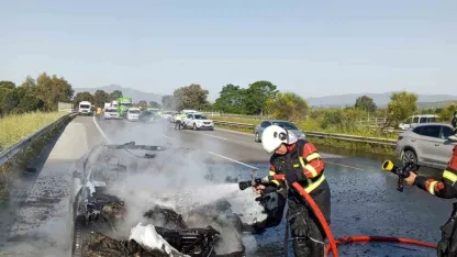 Germencik’te araç küle döndü