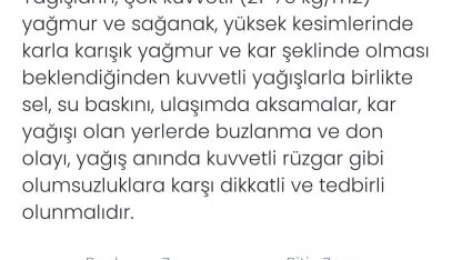 Denizli için kuvvetli yağış uyarısı yapıldı