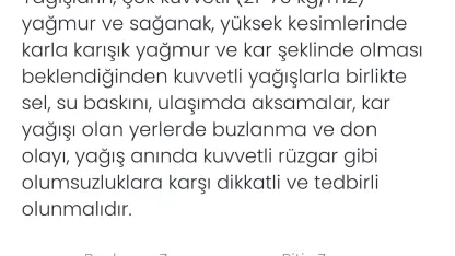 Denizli için kuvvetli yağış uyarısı yapıldı