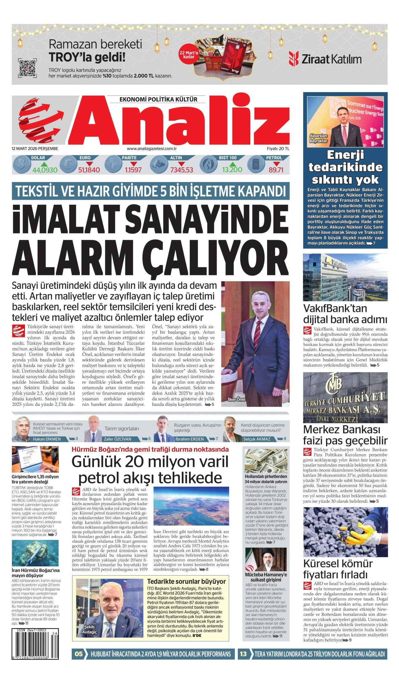 Analiz Gazete Manşeti