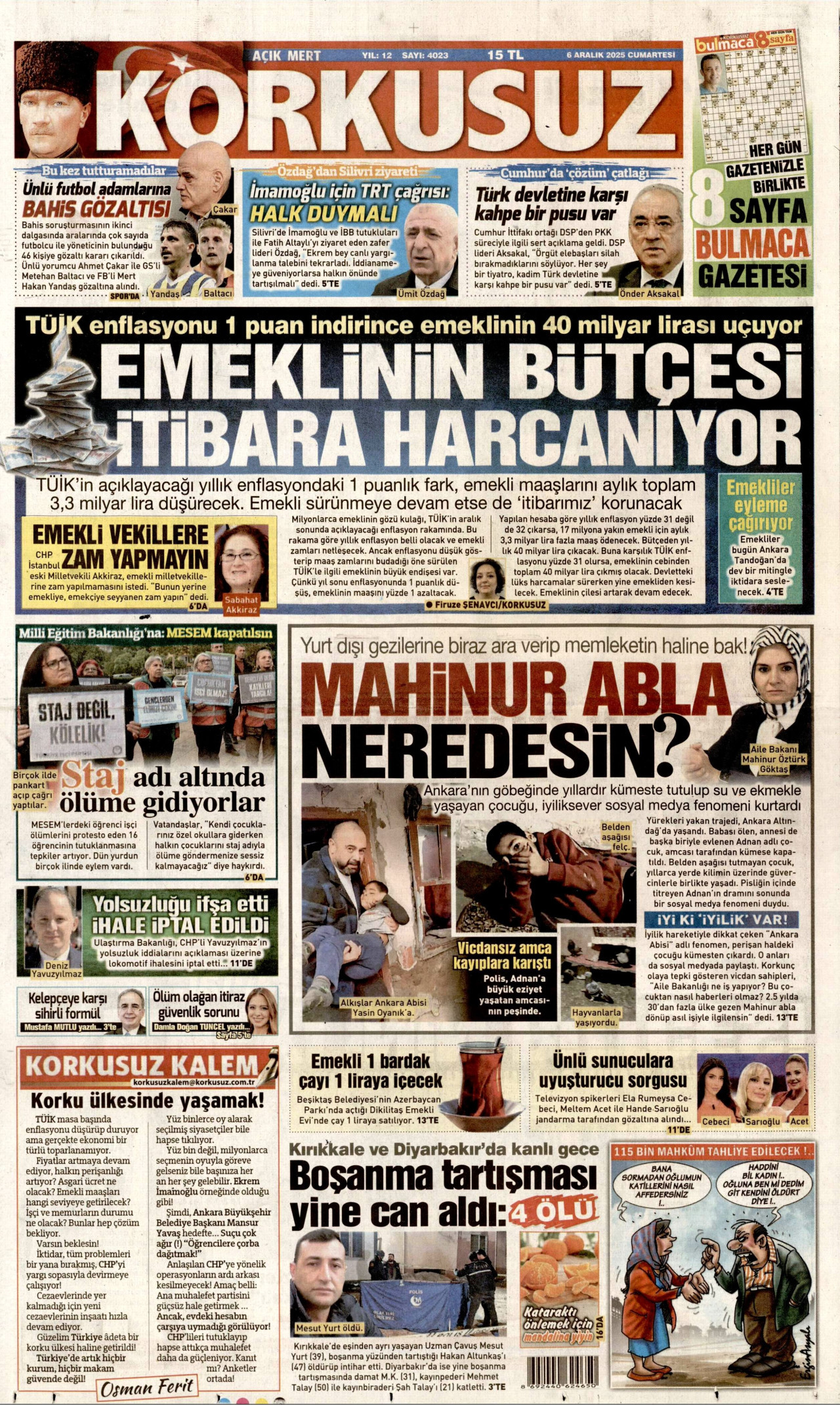 KORKUSUZ Gazete Manşeti