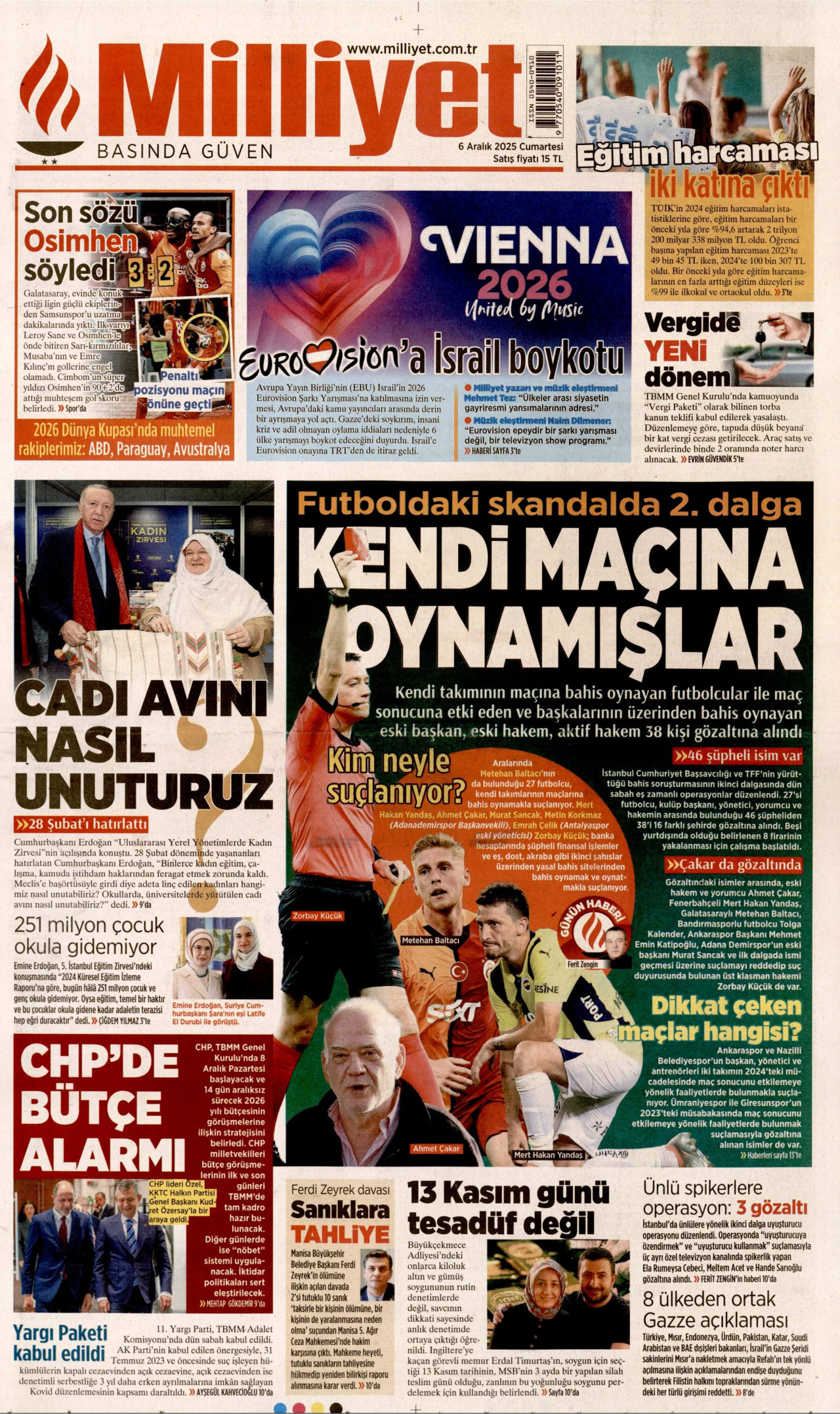 MİLLİYET Gazete Manşeti