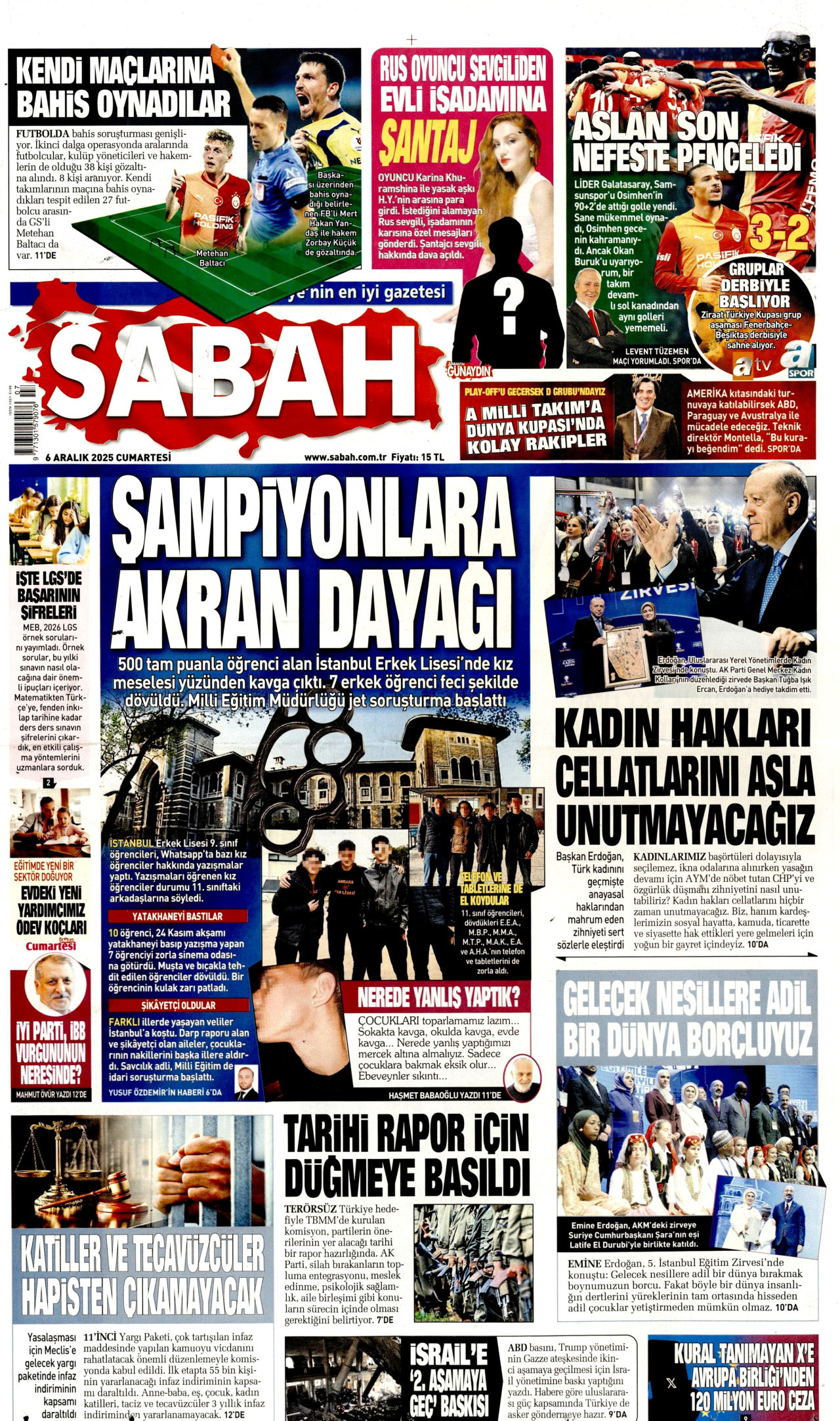 SABAH Gazete Manşeti