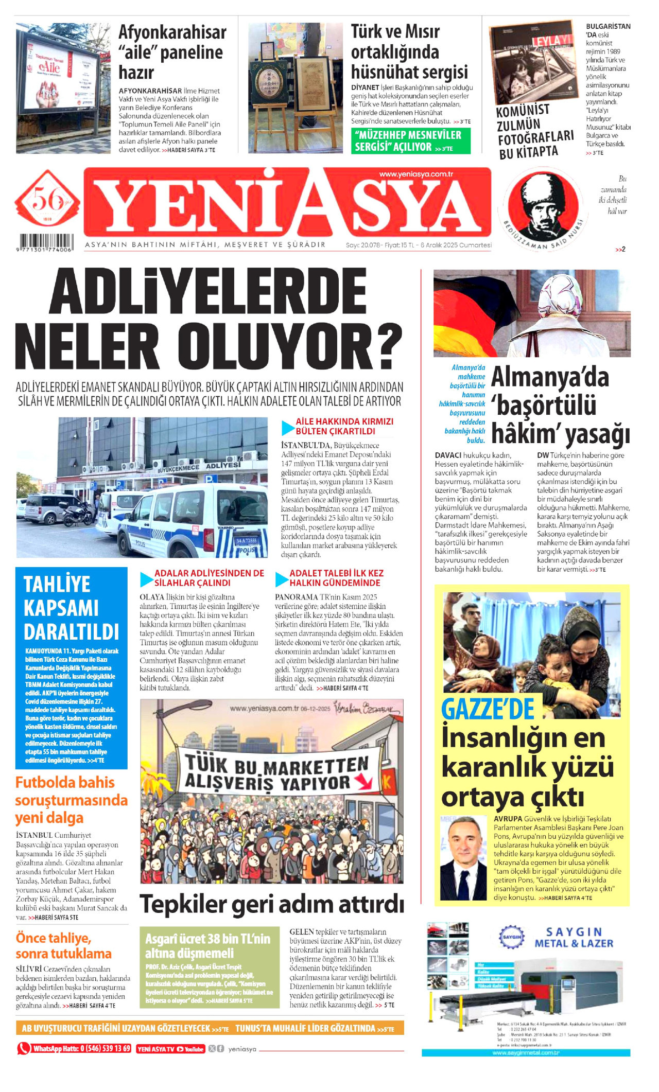 YENİ ASYA Gazete Manşeti