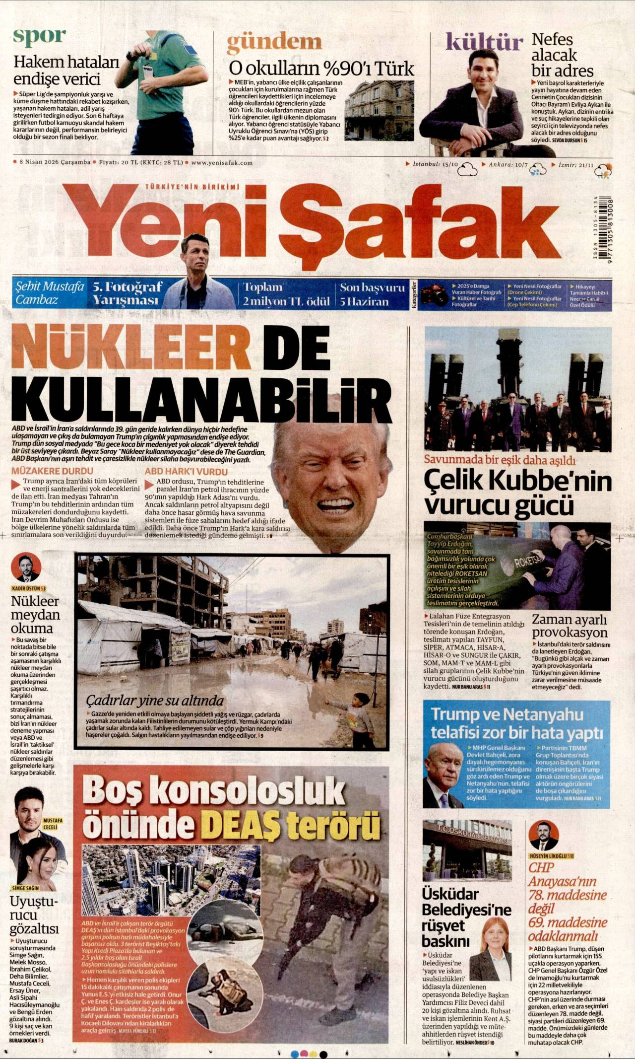 Yeni Şafak Gazetesi Gazete Manşeti